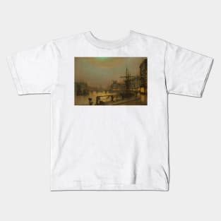 Whitby at Night by John Atkinson Grimshaw Kids T-Shirt